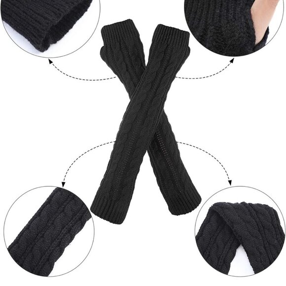 3 Pairs Women's Knit Arm Warmers Long Fingerless Gloves Wrist Warmer - Picture 2 of 7